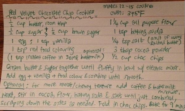 Red Velvet Cookie Recipe Card -- right-click, save to your device. Print!